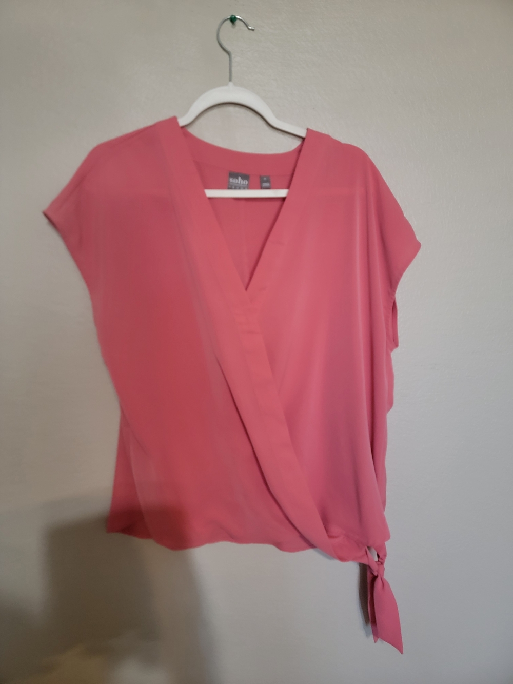 TALBOTS Pink Surplice Tie-Hem Blouse